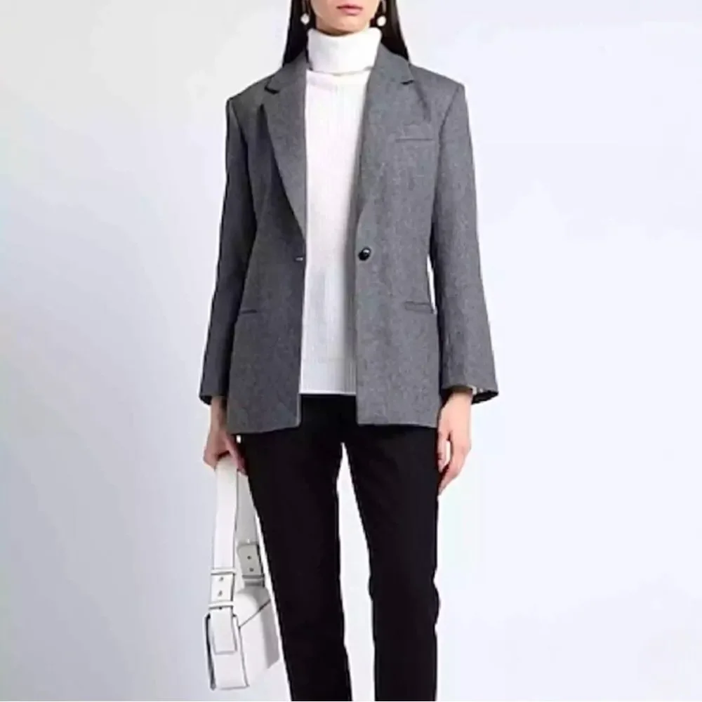 New Sandro France Palma Jacket Tailored Cut‎ Wool Blend Gray size 10 US - Picture 4 of 15